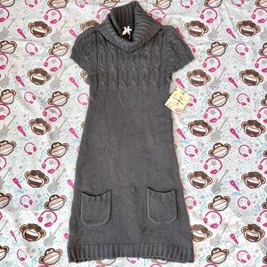 Derek Heart Vintage Grey Knit Sweater Dress Turtle Neck Size M NWT Aesthetic